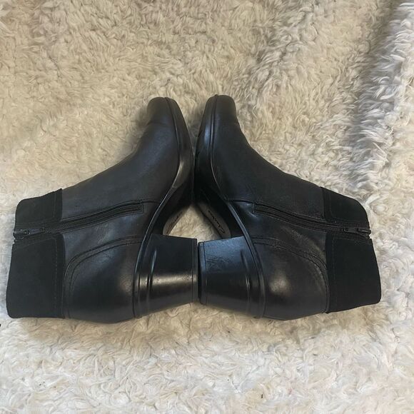 Clarks Emslie Twist soft leather & suede black ankle High Heel boots SZ10M . - Picture 8 of 11
